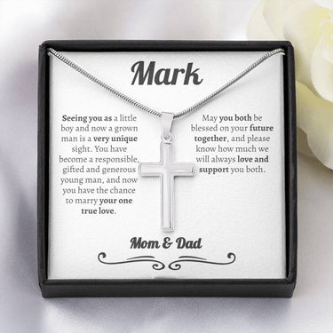 Personalized Groom From Parents Cross Necklace - Love You This Much